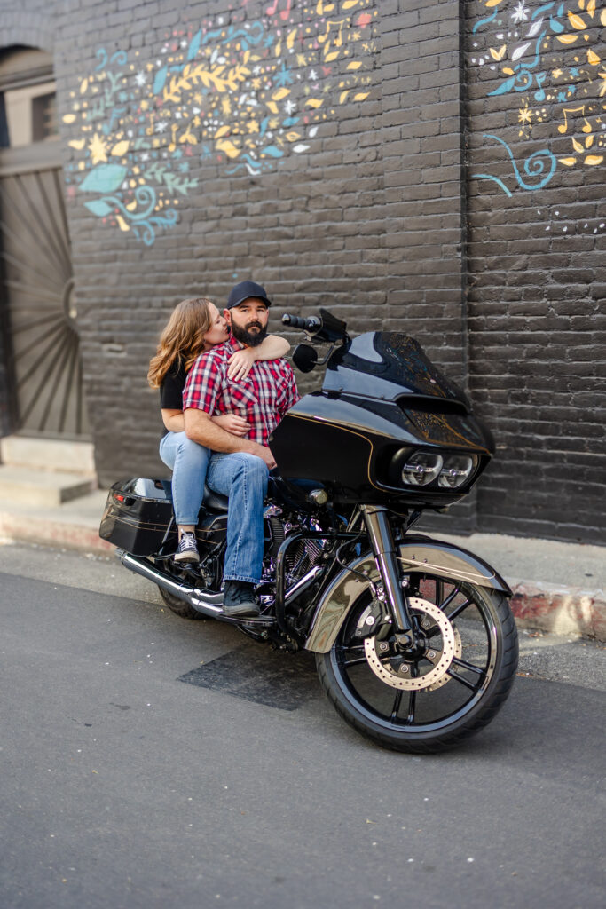 engagement photos downtown sacramento motorcycle